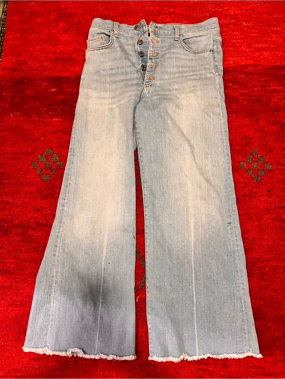 Veronica Beard Light Blue Wide-Leg Button-Fly Jeans